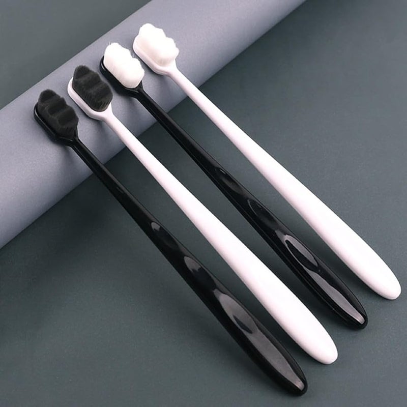 Wave Manual Toothbrushes Set 2Pcs White Black Plastic Handles Travel Home Oral Care - Image 2